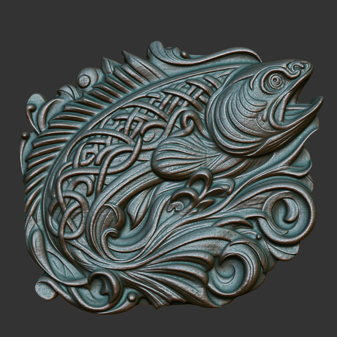 3D Celtic Fish Basrelief 11 240612 - TurboSquid 2372423