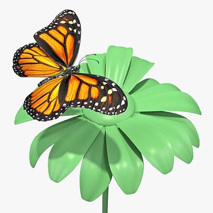 3D monarch butterfly sits swinging model