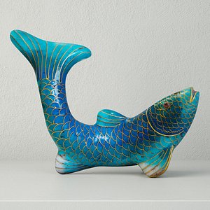 3D cloisonne koi fish garnet model