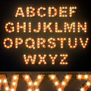 Lighted Metal sign. Set 12. Alphabet