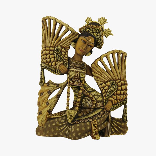 Balinese Legong Dancer Wood Sculpture - Real-Time 3D Scanned 3D model