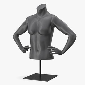 Female Torso Sports Mannequin Black 3D model
