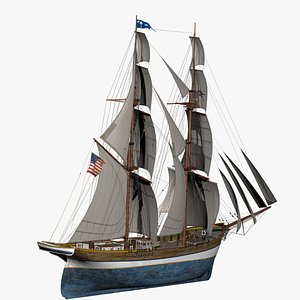 3D model brig ship 1874
