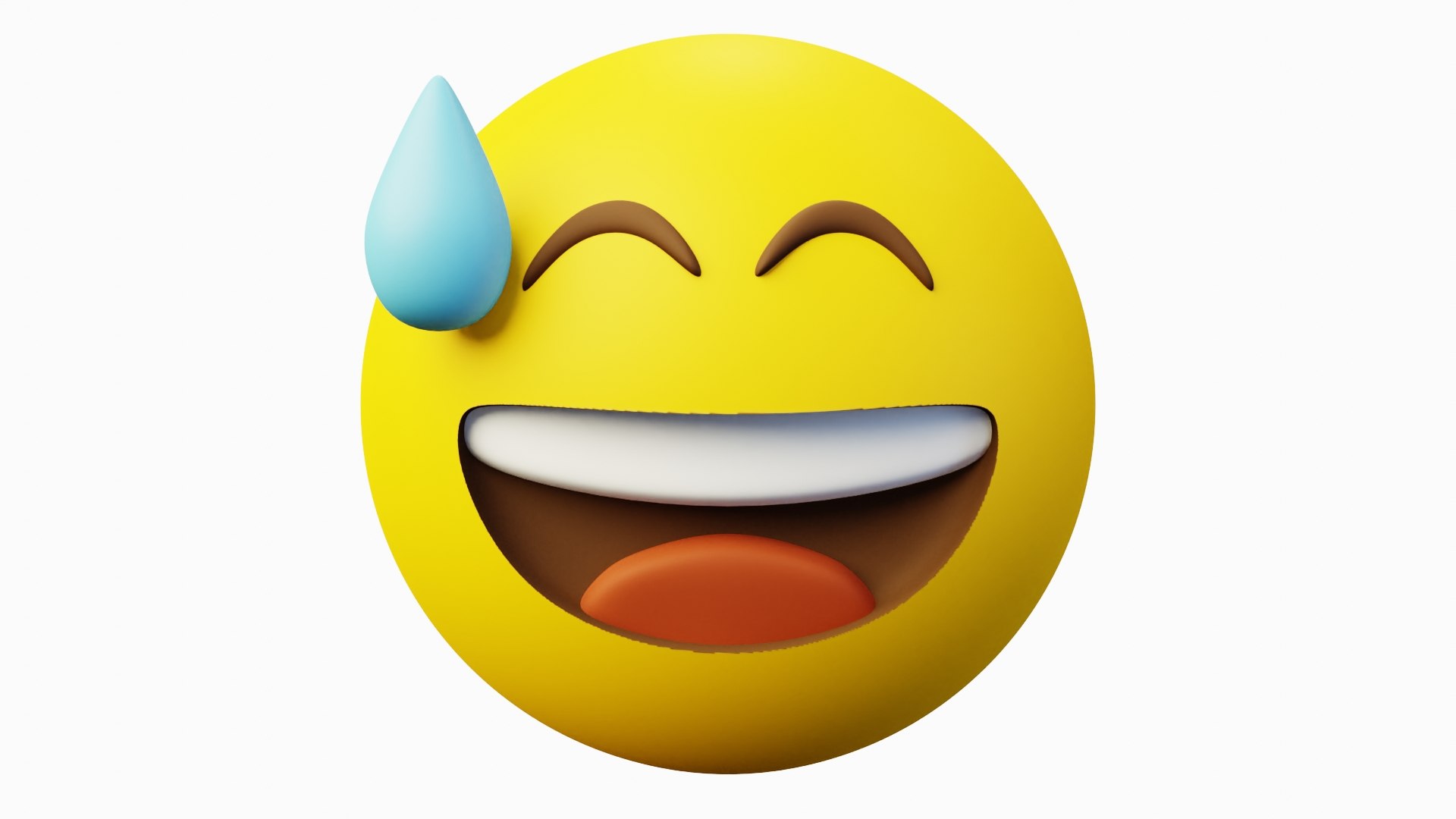 Afraid or Scared Yellow Ball Emoticon Emoji or Smiley 3D model