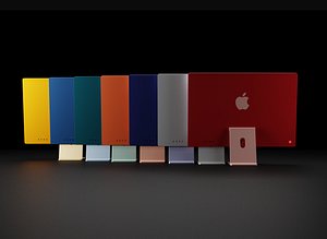 Apple iMac in All Official Colors 3D