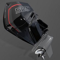 MERCURY RACING V8 500R Black Outboard PBR model 3D
