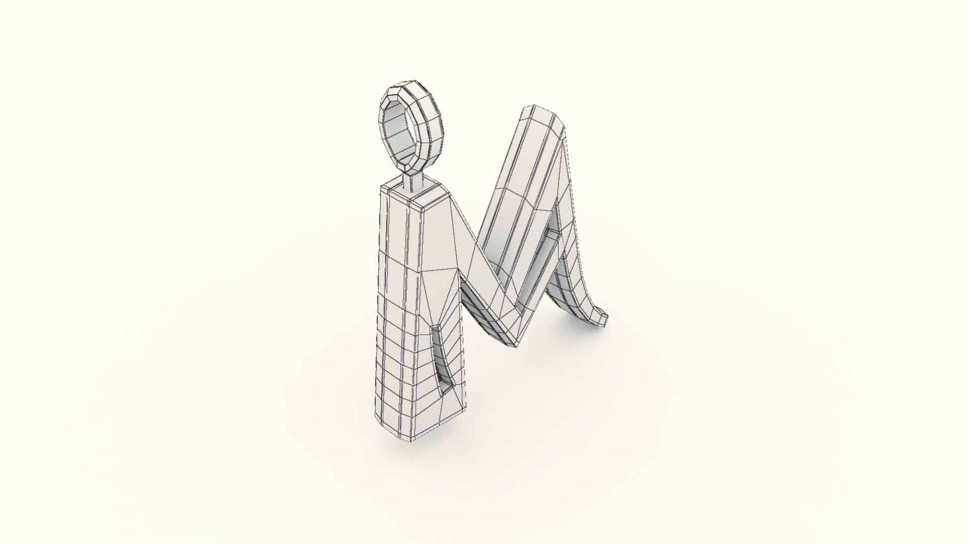 3D model M Letter Pendant Gold - TurboSquid 1901263