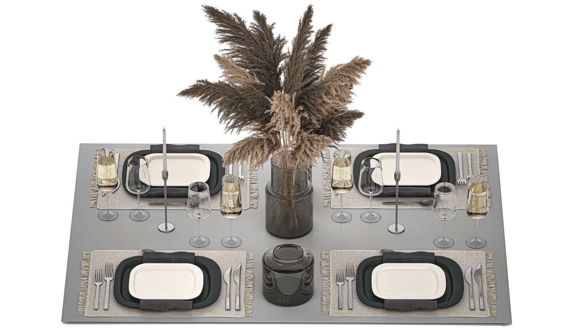3D Table Setting With A Bouquet Of Pampas Grass https://p.turbosquid.com/ts-thumb/yo/4EIwAV/n1/1tablesetting0706202201/jpg/1654710694/1920x1080/fit_q87/89089cb4123e4447eee302c7bcea532f25af3089/1tablesetting0706202201.jpg