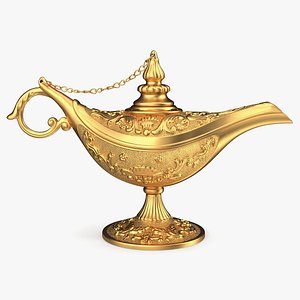 3D golden magic lamp gold