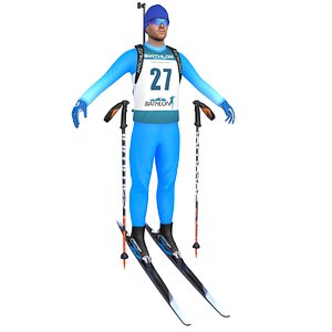 biathlon skier ski 3D