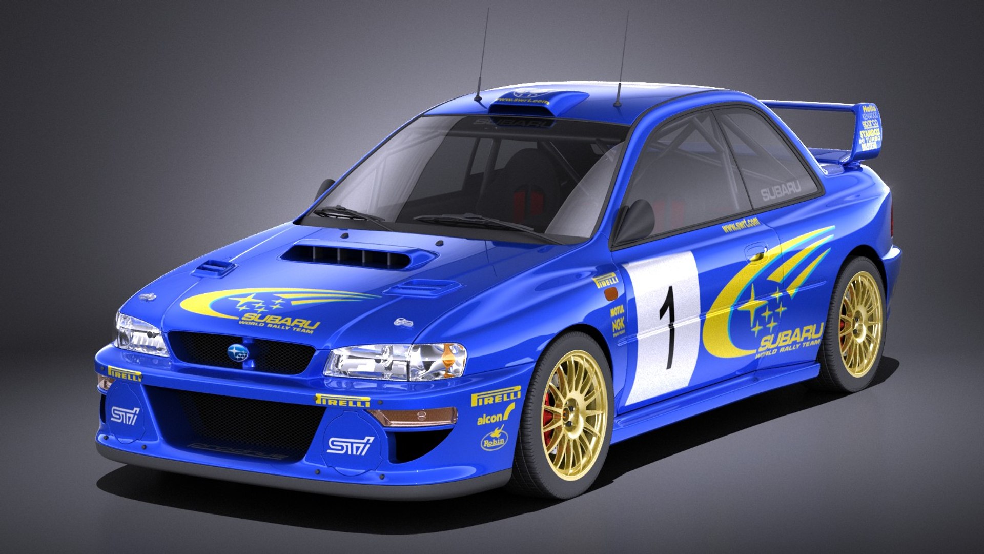 スバルインプレッサSTI 22B WRC 1993-2000 VRAY3Dモデル