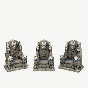 Lion Stone Throne 3 3D model