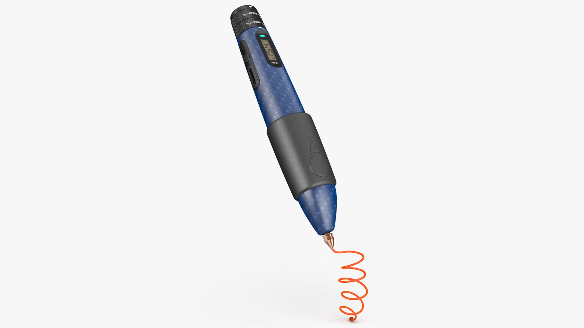 3D Printing Pen Blue Extrudes Spiral 3D model preview