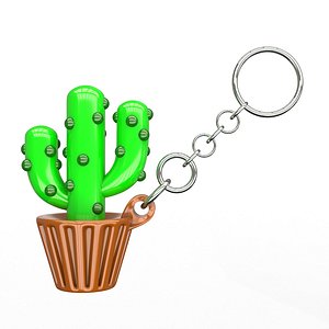 3D Potted Cactus Keychain model