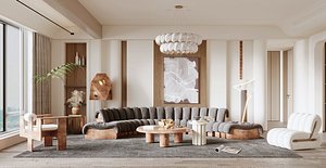 G15-Wabi-Sabi Style Living Room By vray 3D model