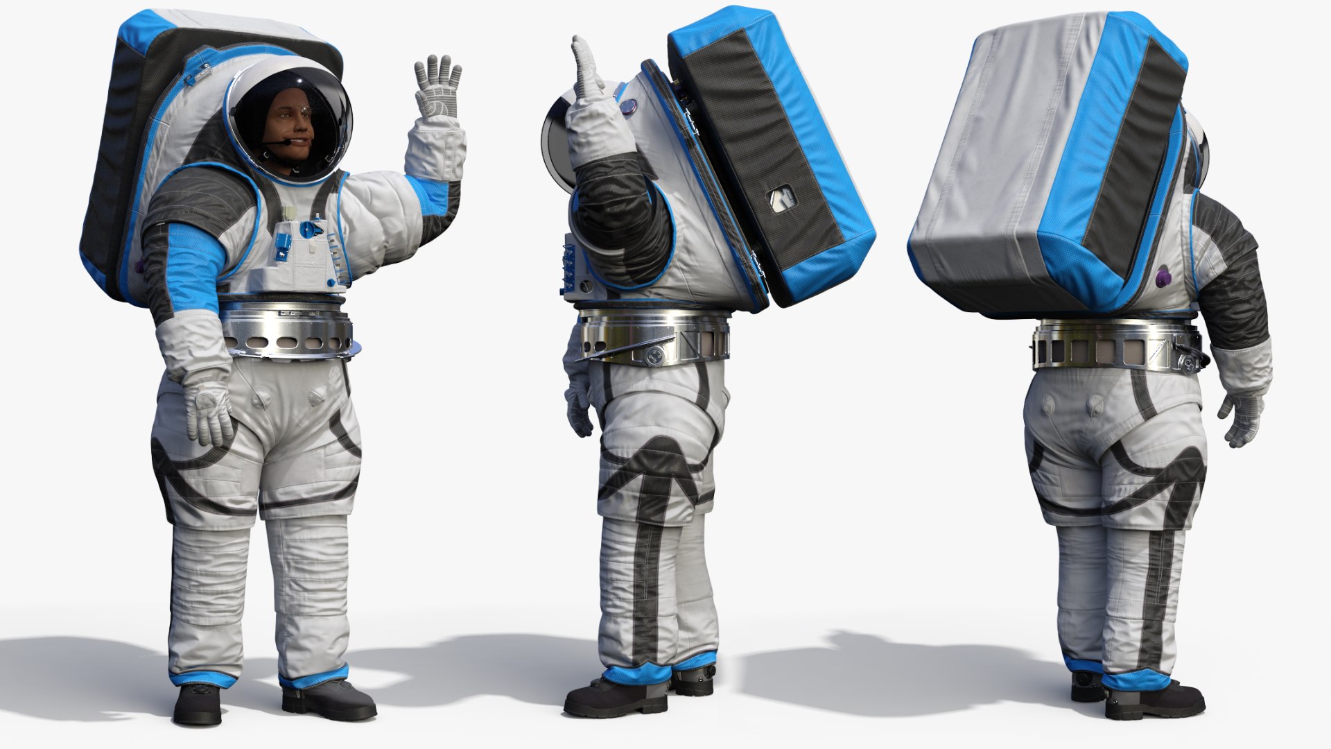 Astronaut Wearing xEMU Greetings Pose 3D model preview