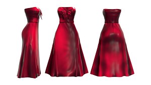 3D Chest Bow Strapless Dress