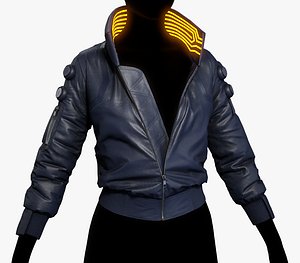 3D Cyberpunk Blue Jacket