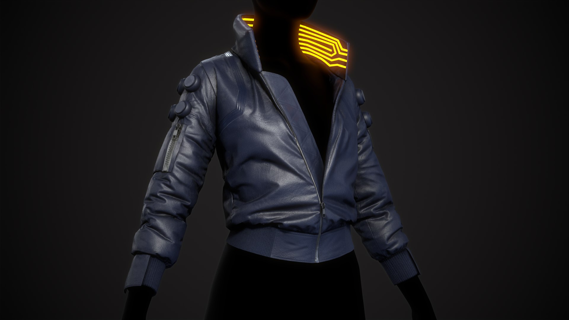 3D Cyberpunk Blue Jacket - TurboSquid 1890908
