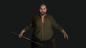 3D REALISTIC ASIAN MALE CHARACTER - OLD JAPANESE KUNGFU OUTFIT 3D model