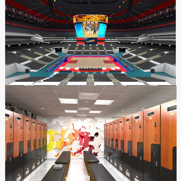 Basketball Arena and Locker Room 3D model