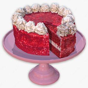 3D Sliced Red Velvet Cake model