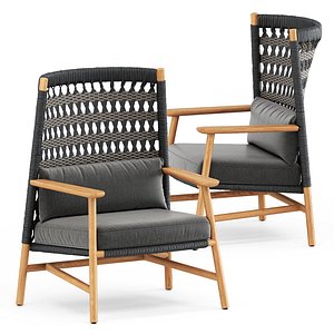 3D model Anatra Teak High Back Lounge Chair