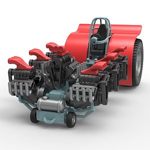 Diecast Pulling tractor with 7 engines V8 Scale 1 to 25 model