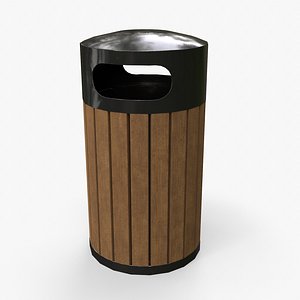 PBR Outdoor Wooden Trash Bin 3D model
