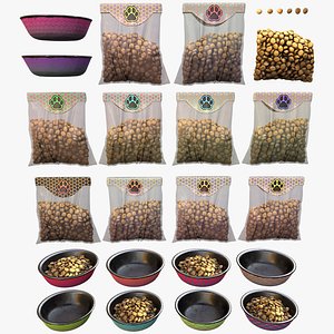Food in a Bowl Cat Dog Pet Zoo Set 3D