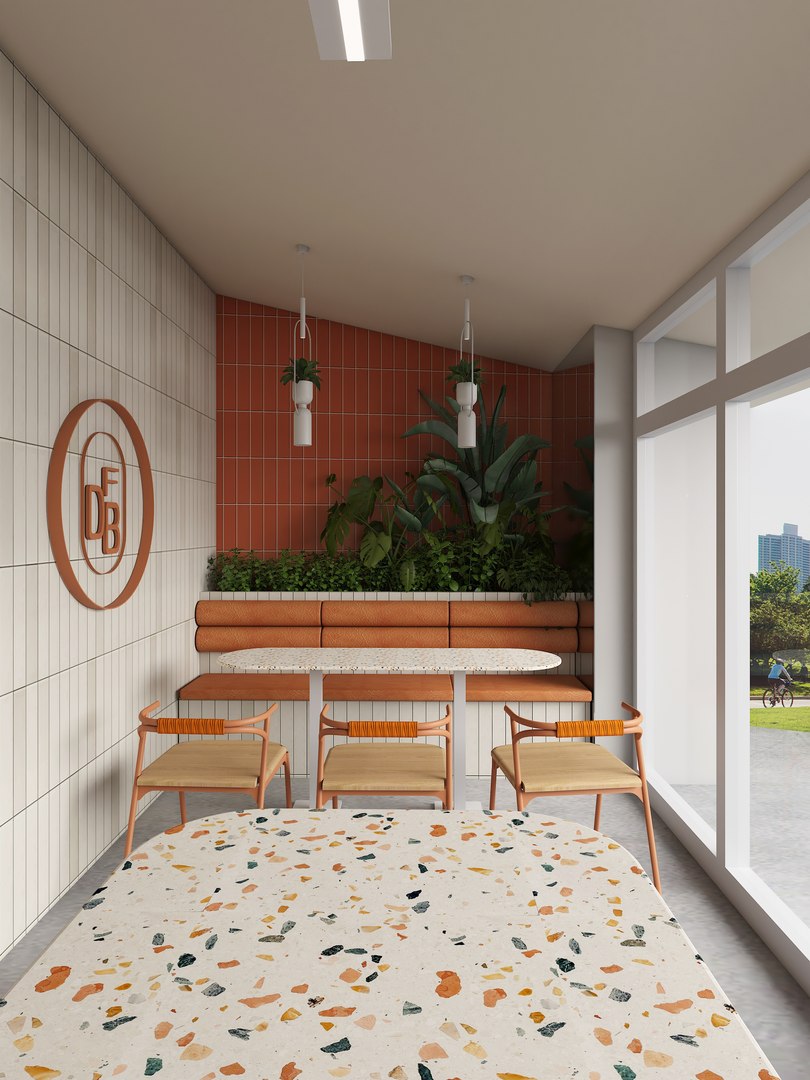 Modern Hamburger Restaurant Fast Food Restaurant Potted Plants Bar ...