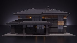 Two storey cottage with metal roofing 3D model