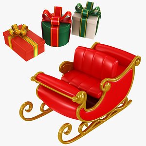 Santa Sleigh and Gift Boxes