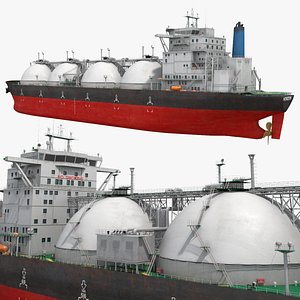 Horizon LNG Carrier Ship with Four Spherical Tanks Red 3D model