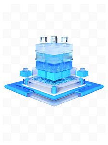 3D Blue and white frosted glass