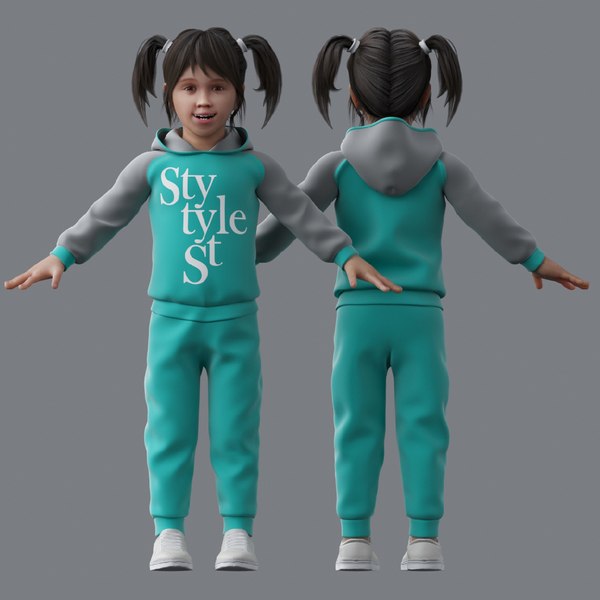 3D girl character child model