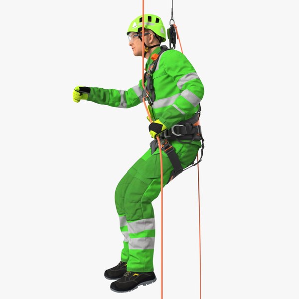 3D High Altitude Alpinist Worker Suspended model