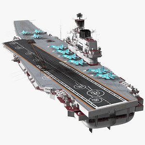 3D Aircraft Carrier with Airplanes