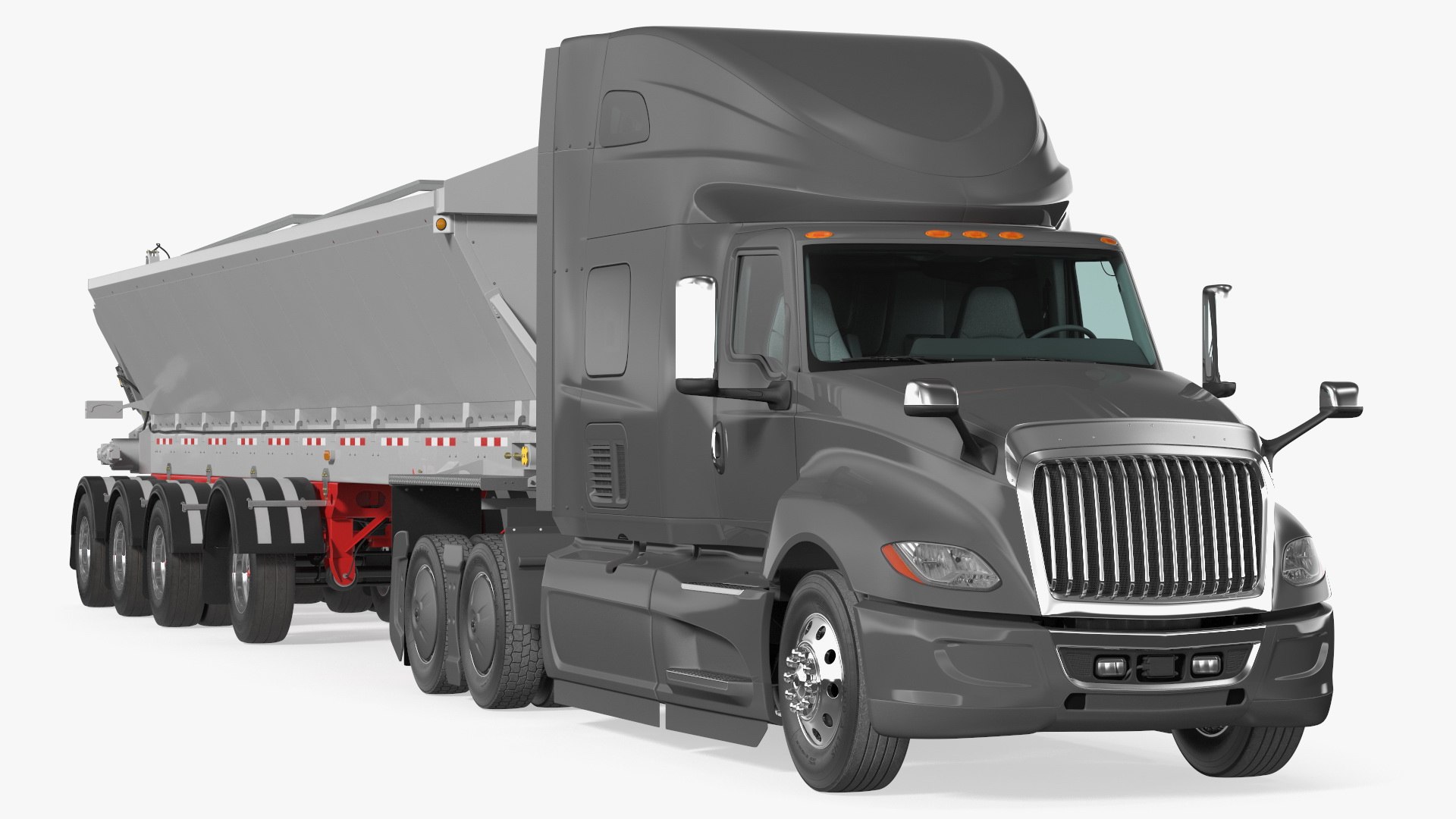 Heavy Truck With Bottom Trailer Rigged 3D model preview
