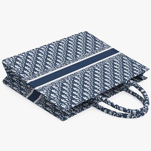 3D Ladies Embroidery Tote Bag Blue model