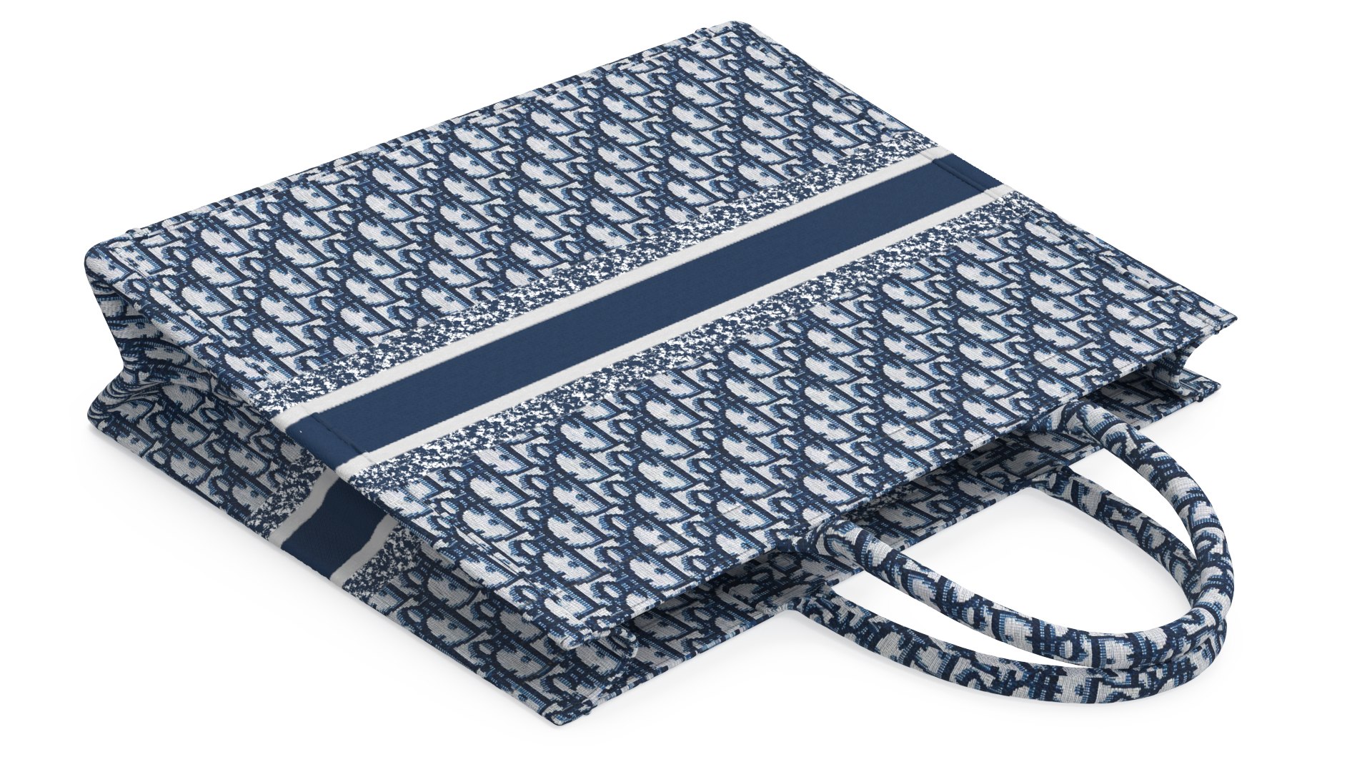 Ladies Embroidery Tote Bag Blue 3D model preview