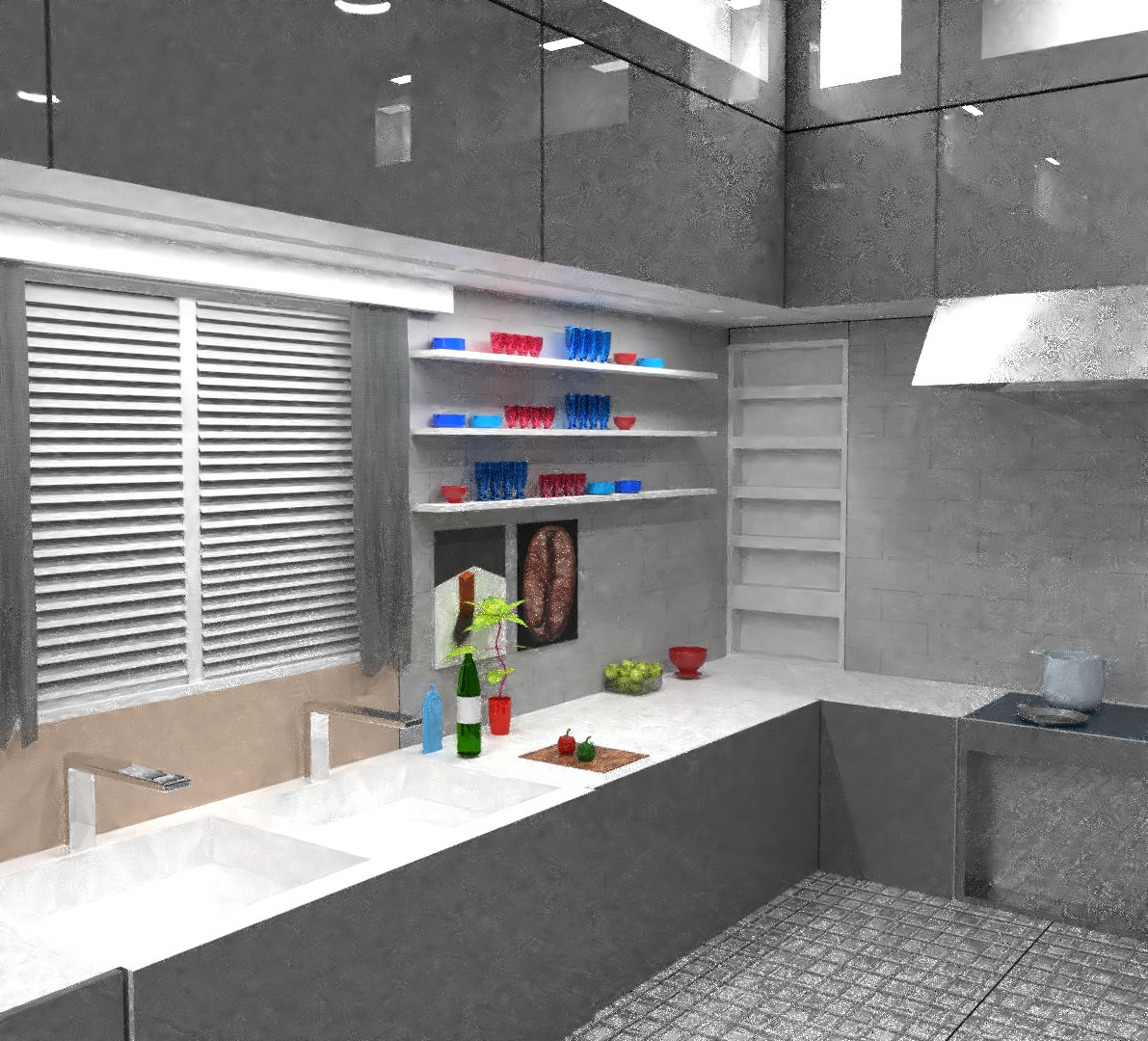 3D Kitchen Interior Model - TurboSquid 1278559
