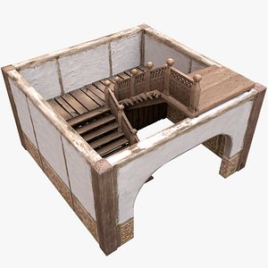 3D Staircase in a Medieval Room model