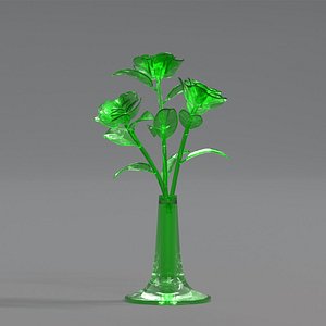 Glass Flower Showpiece Green 3D model