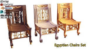 3D Egyptian Chairs Set