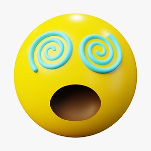 Dizzy with Spiral Eyes Emoticon Emoji or Smiley 3D model