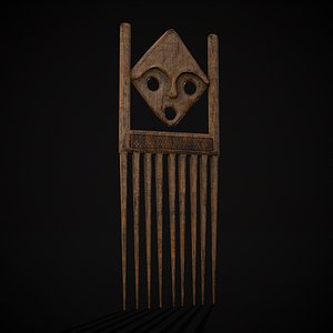 African Wooden Comb 3D model