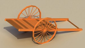 Low Poly Wooden Cart 3D model