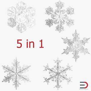 3d model snowflakes set realistic