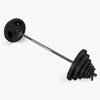 Olympic Barbell with Rubber Weight Plates Black